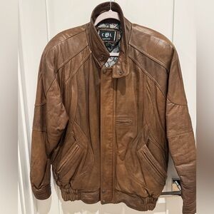 Vtg Saddlery Bomber Jacket L leather y2k bohemian boho